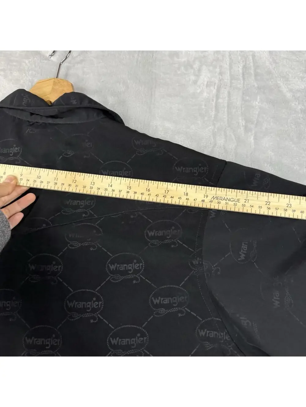 VTG Wrangler Western Preal Snap Shirt Men XL Black Multi Logo Print Cowboy Rodeo - Picture 8 of 9